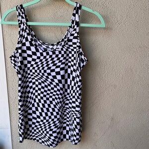 black and white stripe fitted tank top Small Medium